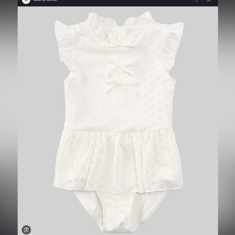White Eyelet girls swim suit